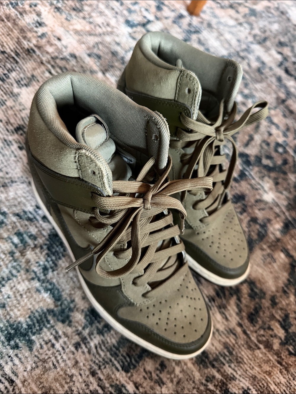 Nike Women's Sky-Top Sneakers Olive Green and Dark Green